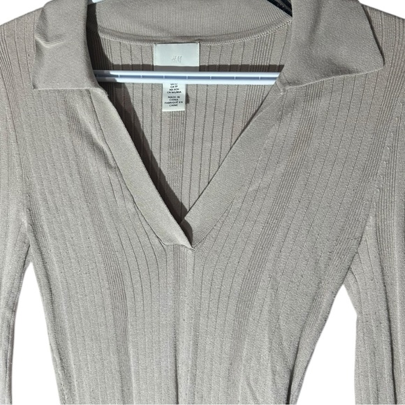 H&M Rib Knit Dress Light Beige - Picture 2 of 5